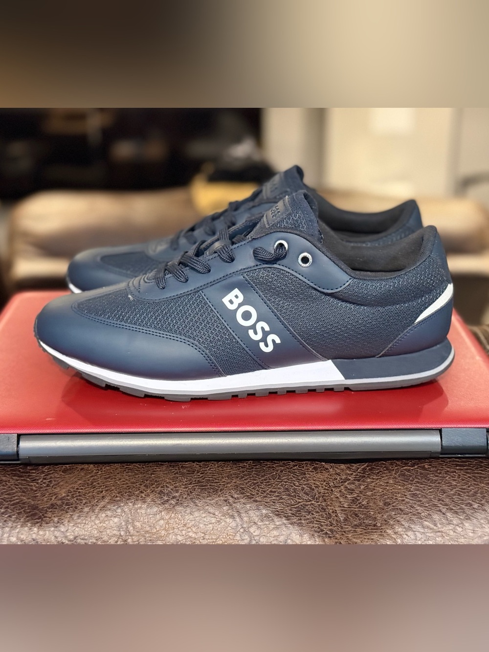 Boss Men's Navy Blue Low-Top Sneakers